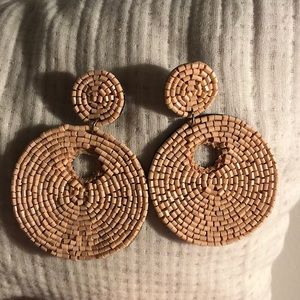 Hand beaded light pink earrings